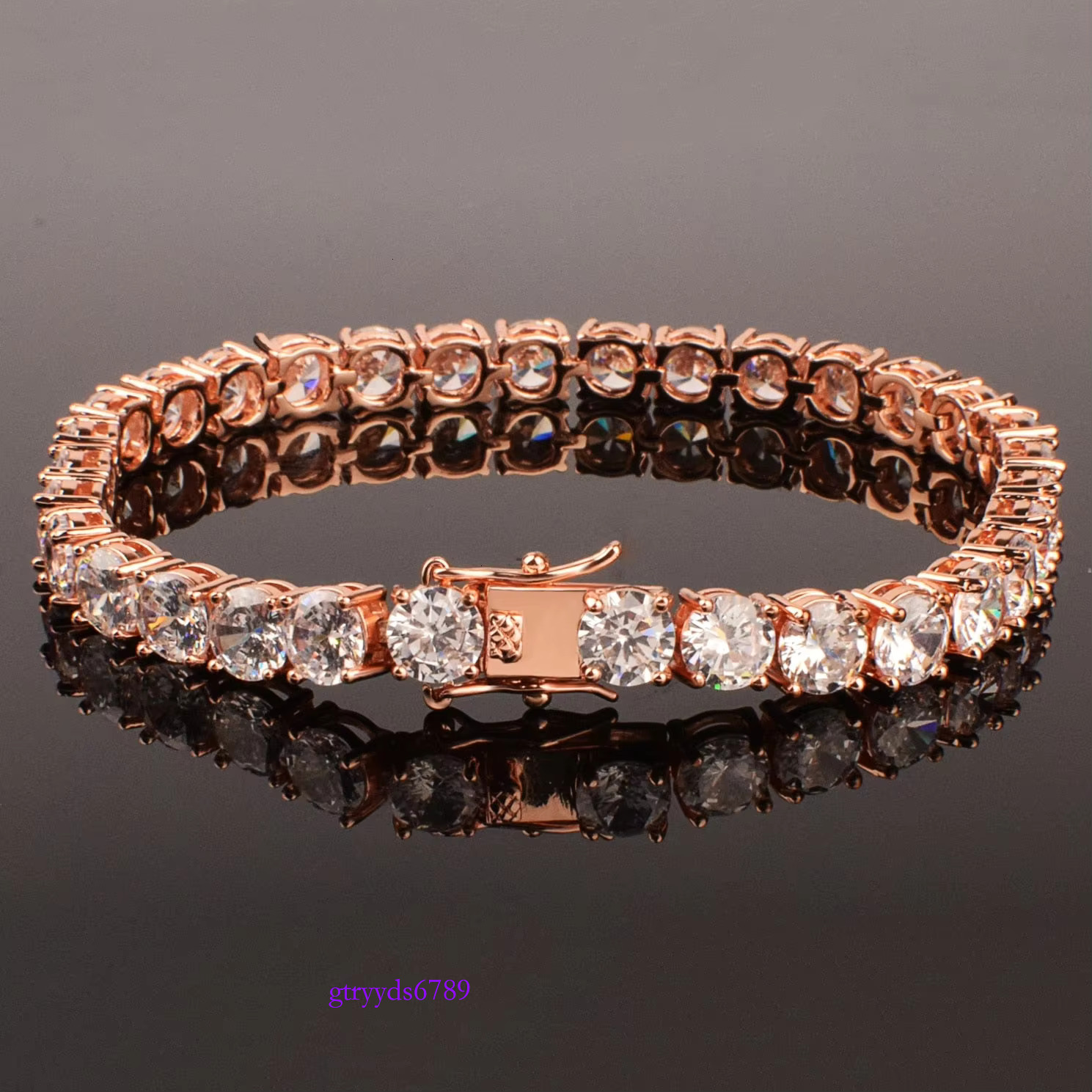 Bracelet S Gold Plated 3mm To 6mm Sparkle VVS Moissanite Tennis Chain