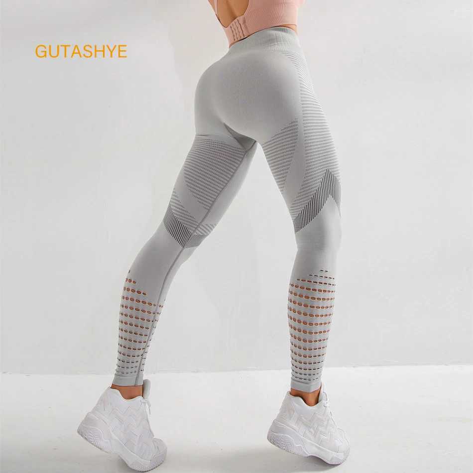 GUTASHYE - High waisted waist sitting posture yoga pants push ups tight exercises abdominal control gym sportswear M241119