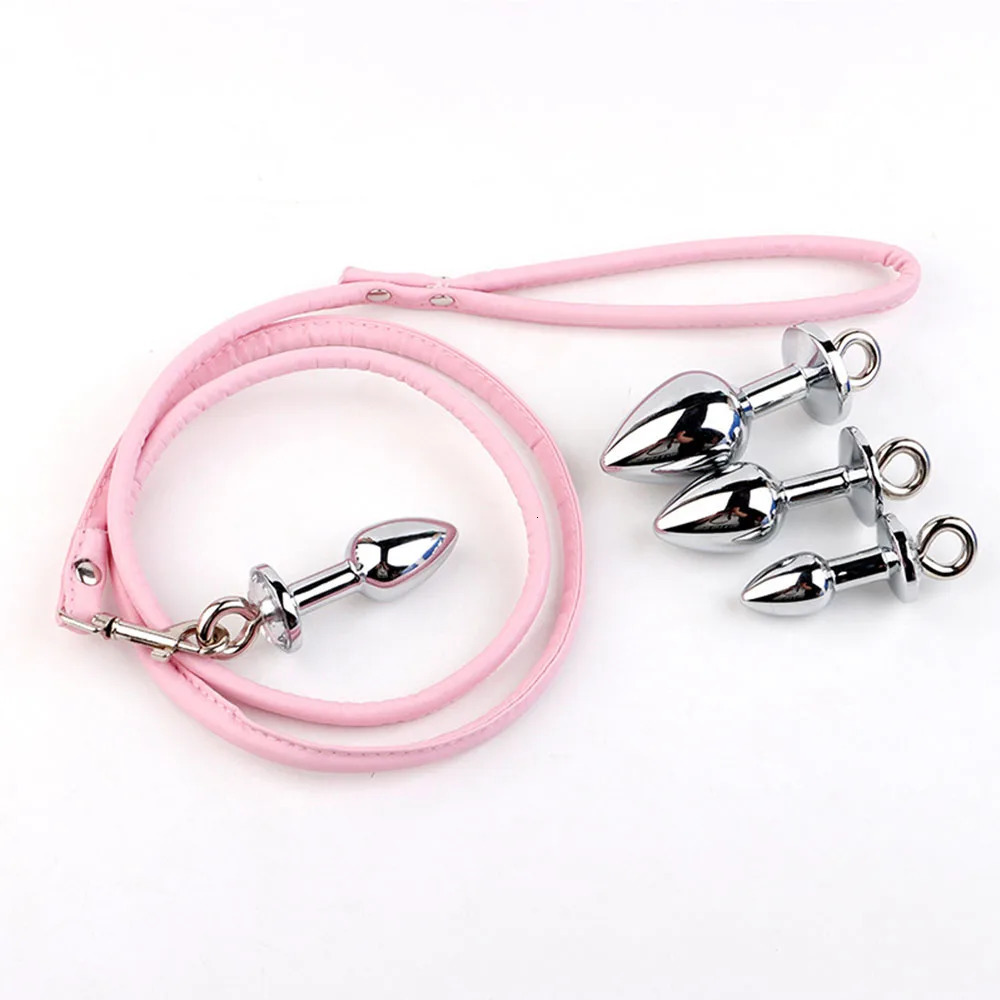 Metal Anal Plug Leash Bdsm Bondage Butt Plug Stimulator Stainless Steel Ass Sex Toys for Men Women Dildo Prostate Massage Set 240325