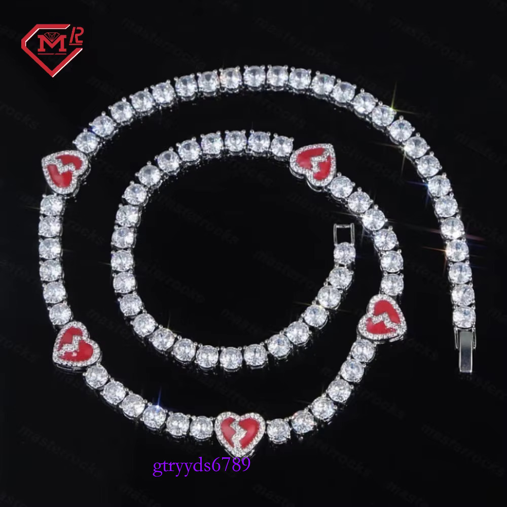Gra Sier 4mm 5mm Iced Vvs Dia Hiphop Men's Moissanite Tennis Chain Necklace