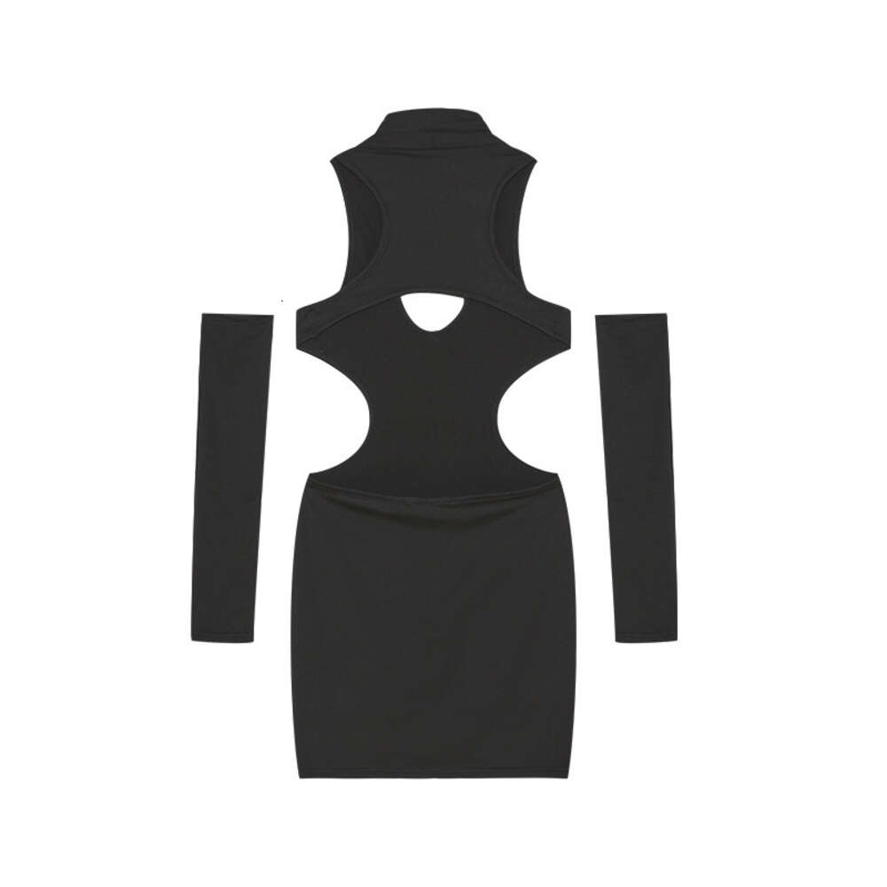 Spring/summer 2024 New Solid Color Sexy Hollow Hanging Neck Tight Wrapped Hip Dress F41925 ddmySept