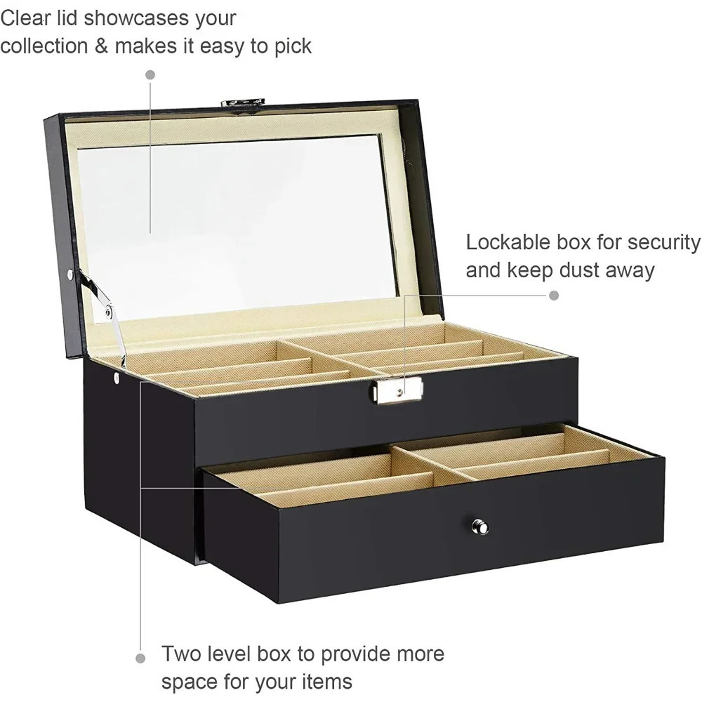 1pc Sunglass Organizer Faux Leather Eyeglasses Collector Eyewear Display Case Storage Box 240419