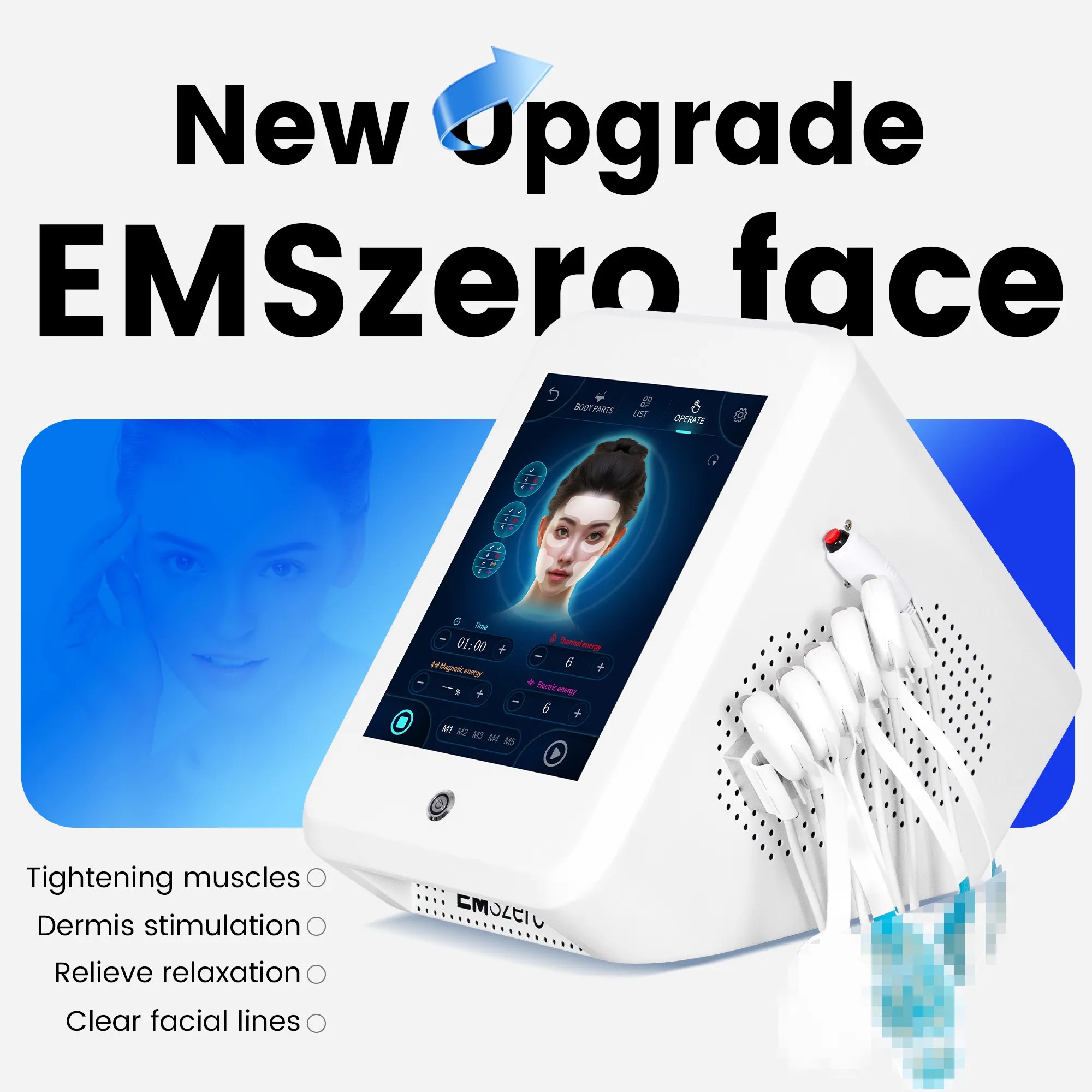 Newest 5 IN 1 Ems Machine Muscle Stimulator Face Care Wrinkle Ems Machine Beauty Salon Forehead Tighten Face Lifting Ems Cleaning Face Lines Machine
