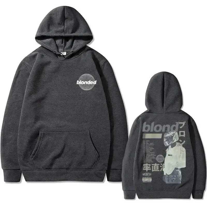 Rap singer Frank double-sided printed hoodie rap mens blonde hip-hop sportswear ocean super big hoodie mens retro streetwear Y241118