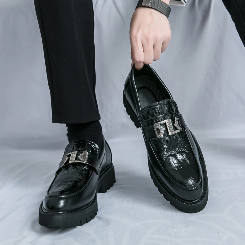 White Loafers Mens Party and Business Loafers Thick Soled Men Dress Platform Shoes Comfortable Slip-On Fashion Casual Shoes 250410
