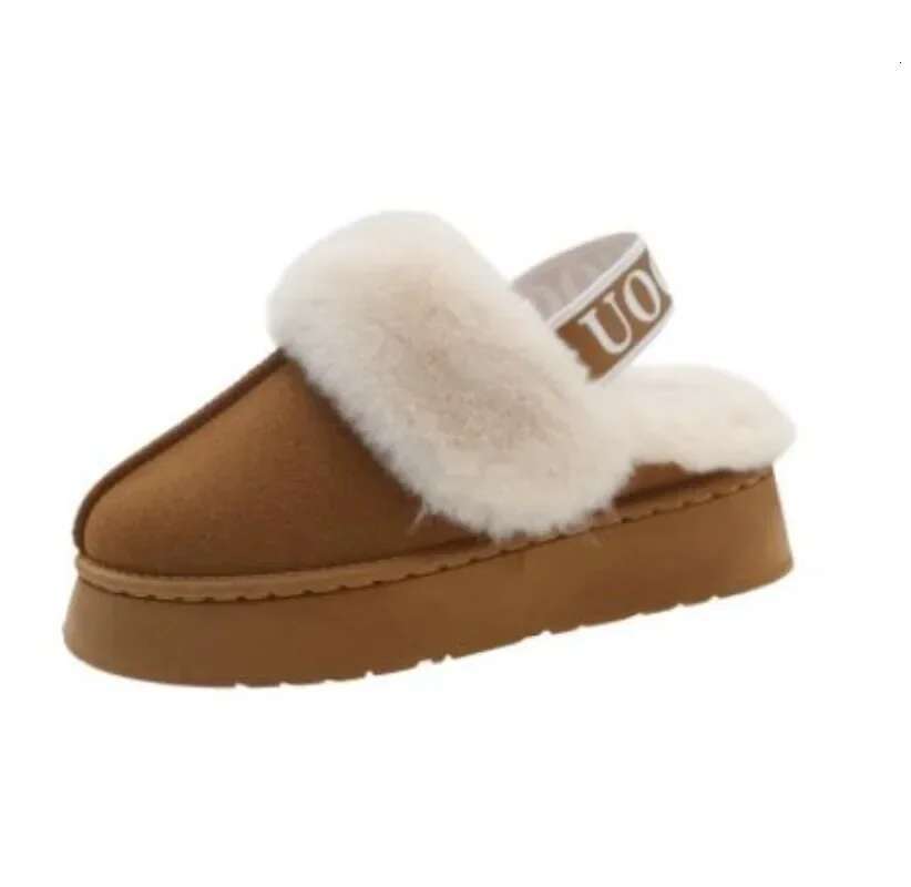 Fashion Platform Women Casual Home Suede Fur Warm Sgback Flip ps Hot Sale Brand Plush Cotton Slippers Flats Shoes