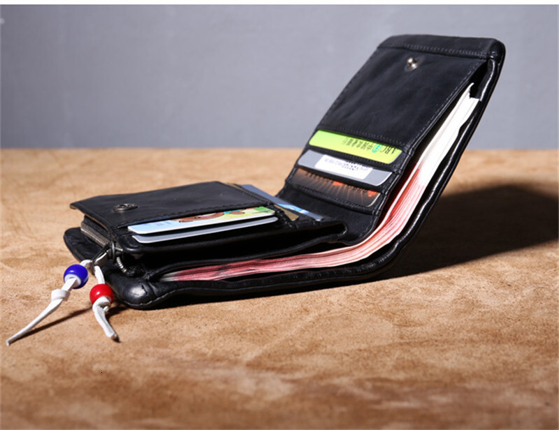 Simple Genuine Leather Men's Black Short Wallet Casual Natural Soft Real Cowhide Daily Card Holder Coin Purse Business Style BagVoyage