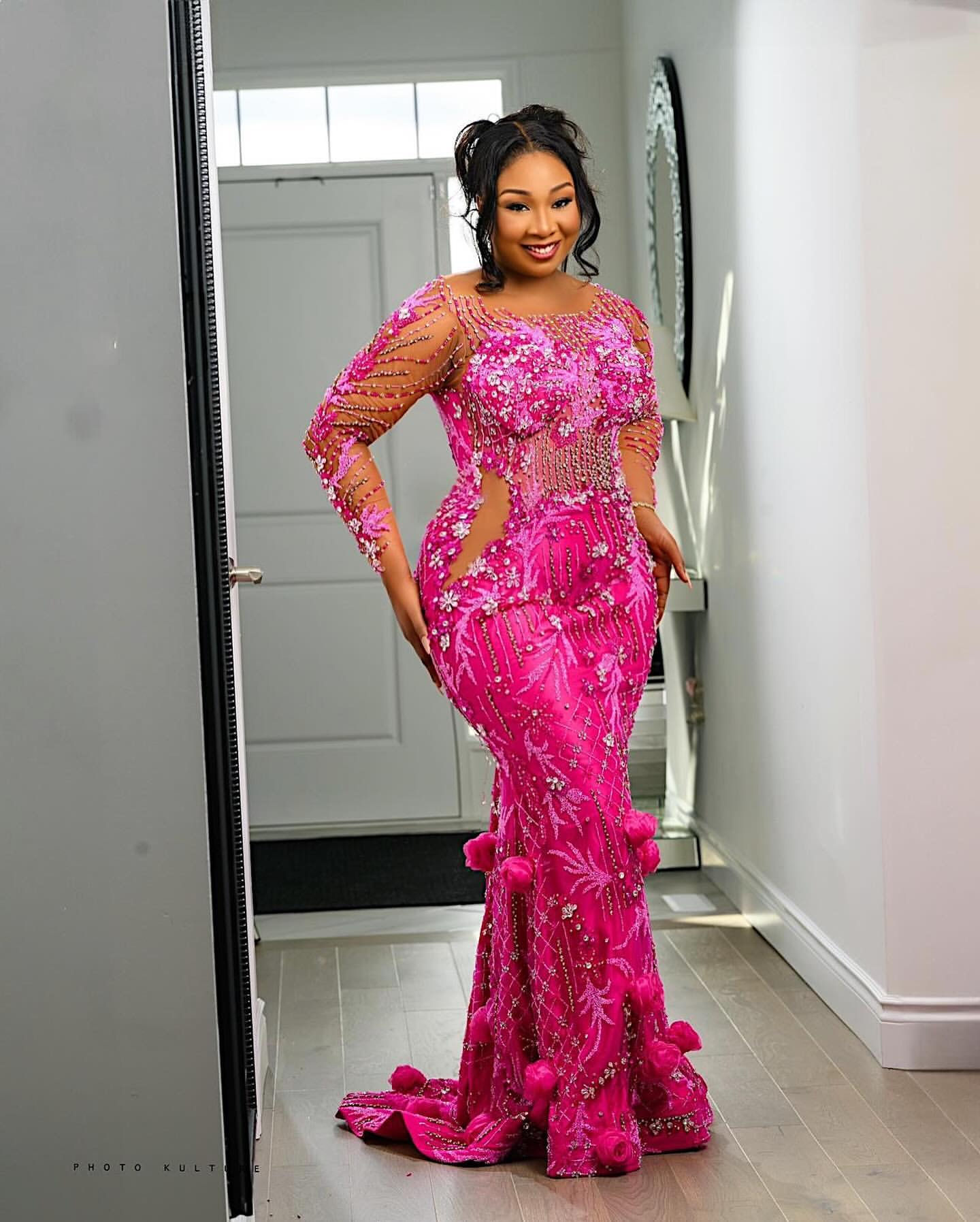2024 Aso Ebi Fuia Mermaid Prom Crystals Beaded Evening Formal Party Second Reception Brithday Engagement Gowns Dresses Robe De Soiree Zj330 0107