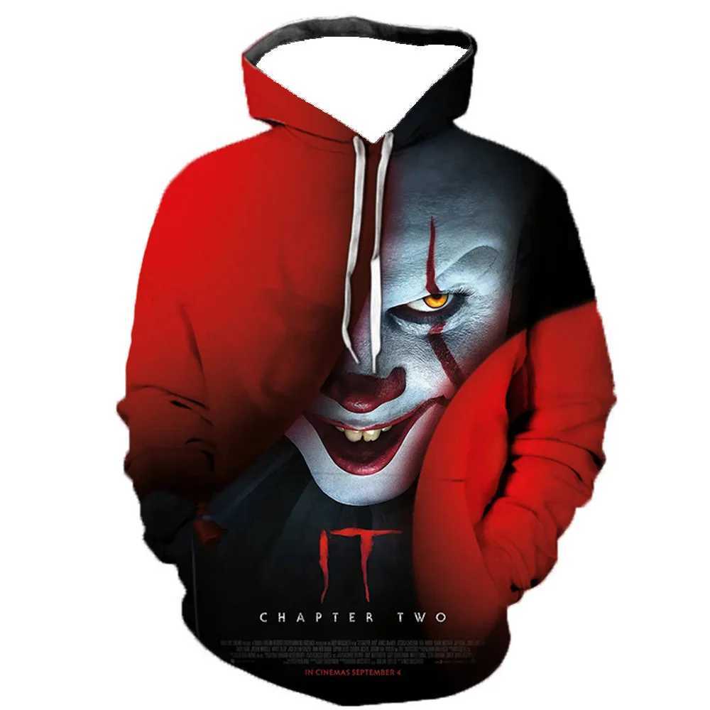New Arrival Horror Style Clown Pattern Mens Fashion Hoodie Sweater Autumn Winter Long Sve 3D Printed Horror Street Hip Hop Hoodie Z241118