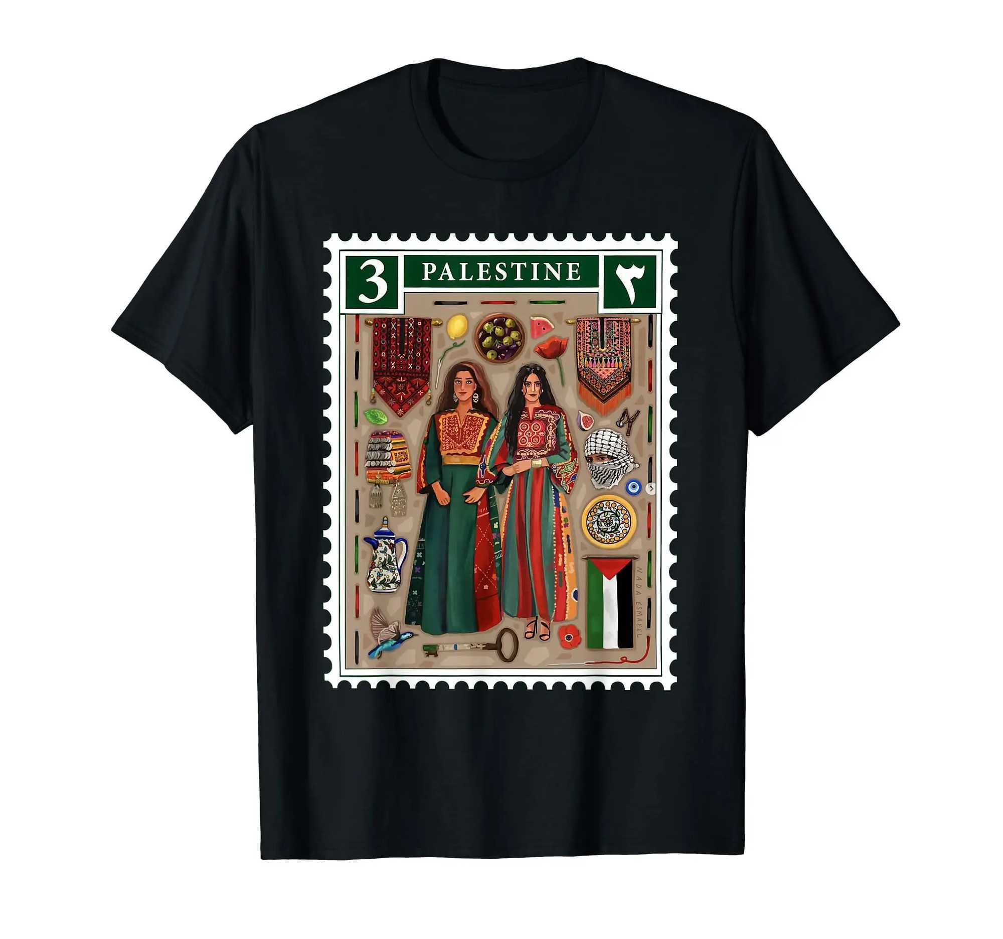 Men's T-Shirts 100% pure cotton Palestine printed vintage T-shirt for mens casual womens clothing T-shirt top T-shirt S-6XL gift J240419