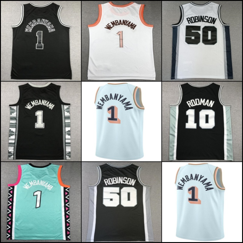 Victor Wembanyama Basketball Jerseys 1 Mens 3 Keldon Johnson David Robinson 21 City Jersey Retro Shirts