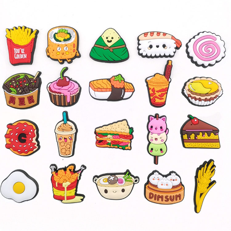 set pvc shoe charms cartoon food decoration buckle hole shoe flower shoe buckle shoe accessories DIY