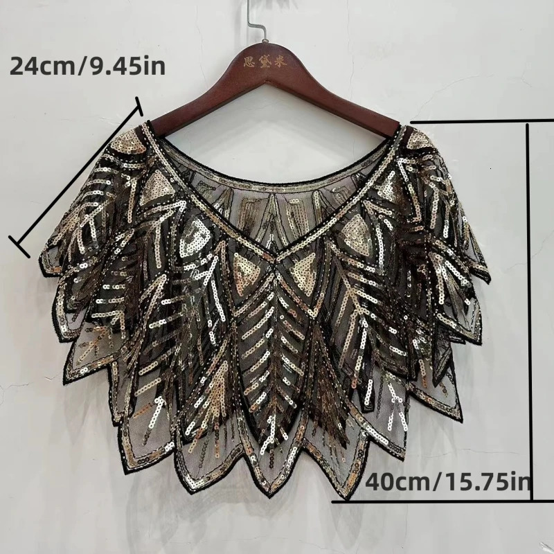 6 Colors Summer Beading Elegant Shawl Wrap Black Lace Bolero Women Short Cape Sequined Sparking Jacket Shrug Capa 240419