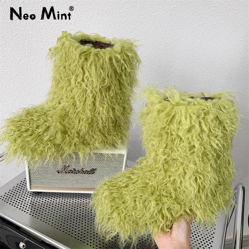 Chic Harajuku Y2k Fashion Fluffy Furry Snow Boots Women Winter Thick Warm Outdoor Fur Boots Cute Lotita Boot Shoes 241118