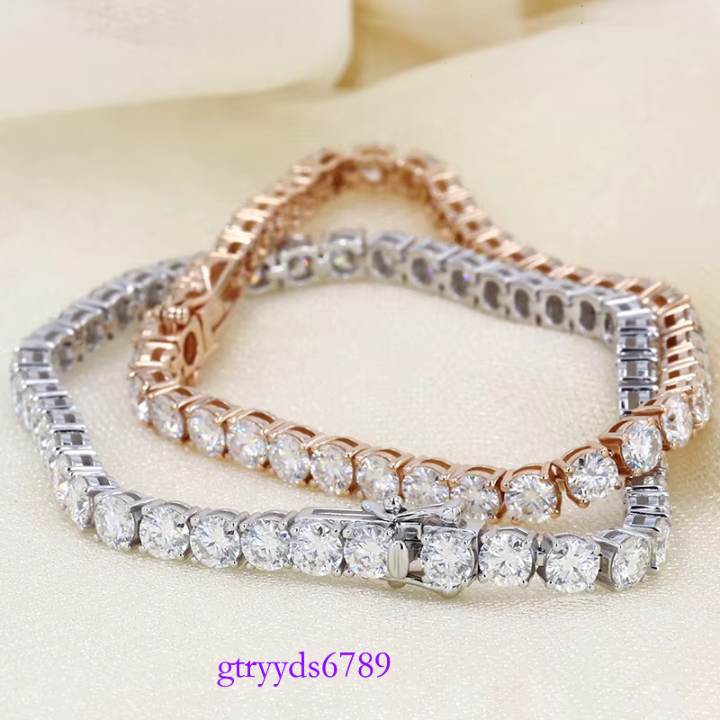 14k Gold Brilliant Round Shape Moissanite Tennis Chain 3MM Bracelet