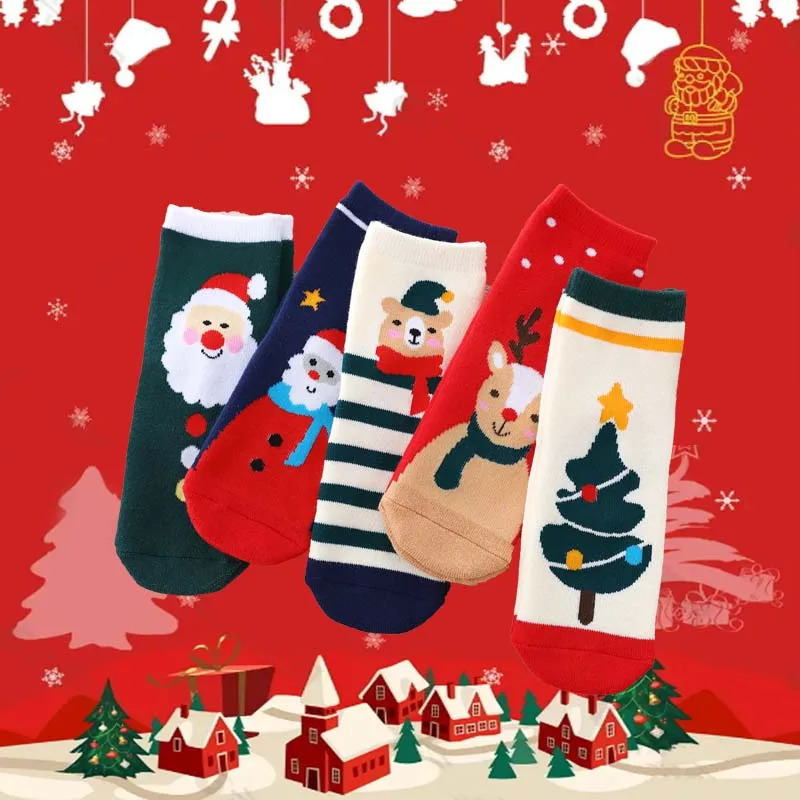 Christmas Childrens Warm Socks for Girls Boys Baby Cute Knitted Baby Boys Children Thick Preschool Girls Socks Children Winter 241118