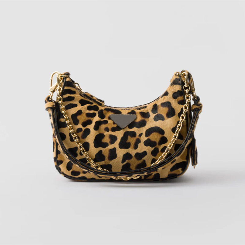 Designer Leopard Print Leather Shoulder Bag