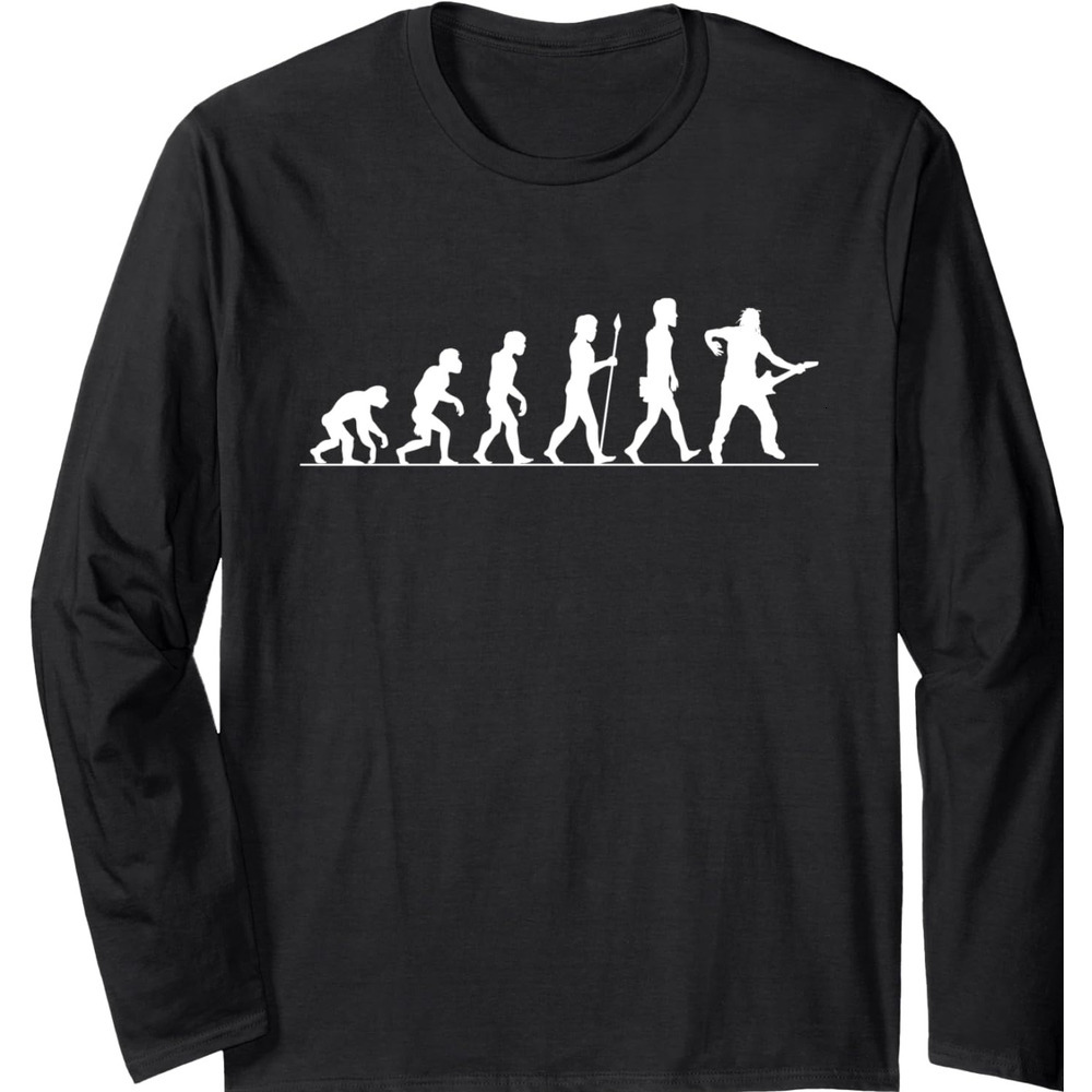 Long Sleeve Shirts for Men sweatshirt Guitar Evolution Funny Gift For Rocker Guitar Player Long Sleeve Tee Streetwear Casual tops clothes cool