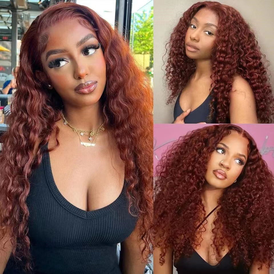 13X4 Kinky Curly Ombre Color Lace Closure Wigs Blonde Wig 32 Inchesfor Women Simulation Human Hair Brazilian Curly 280% Density 360 Lace Frontal Long 
