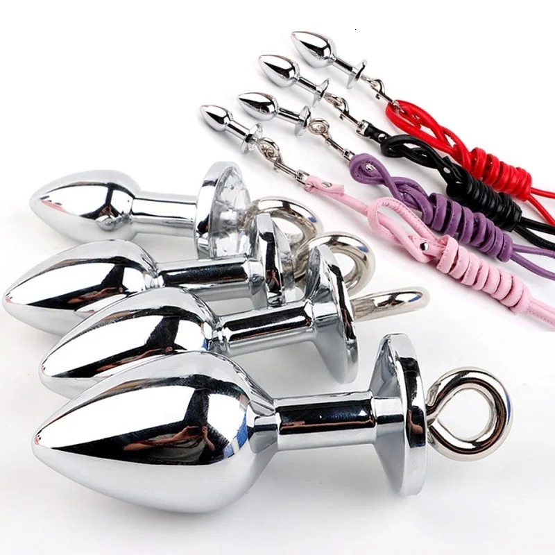 Metal Anal Plug Leash Bdsm Bondage Butt Plug Stimulator Stainless Steel Ass Sex Toys for Men Women Dildo Prostate Massage Set 240325