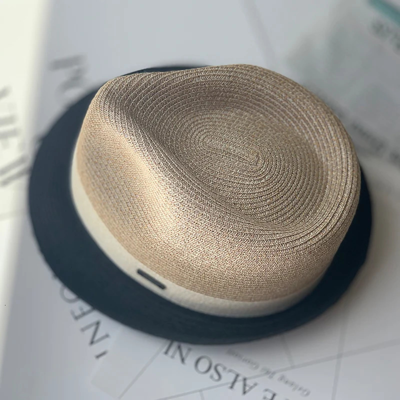 2023 Unisex Jazz Straw Hat Mens Sun Summer Outdoor Travel Comfortable Breathable Crimped Panama 240415