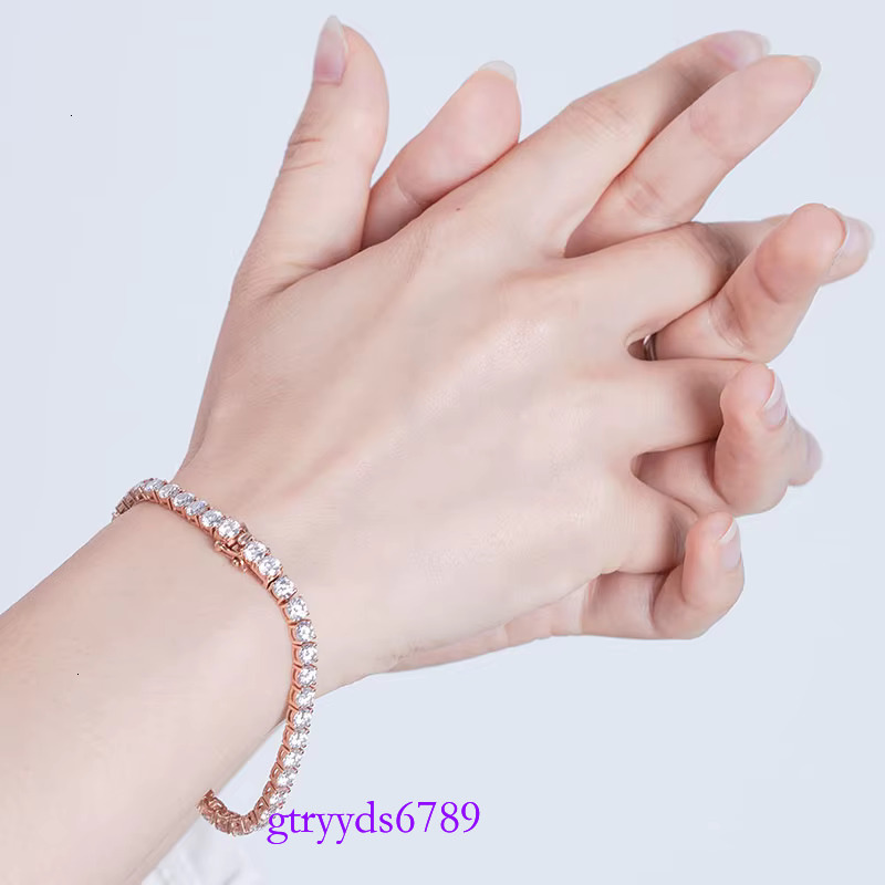 14k Gold Brilliant Round Shape Moissanite Tennis Chain 3MM Bracelet