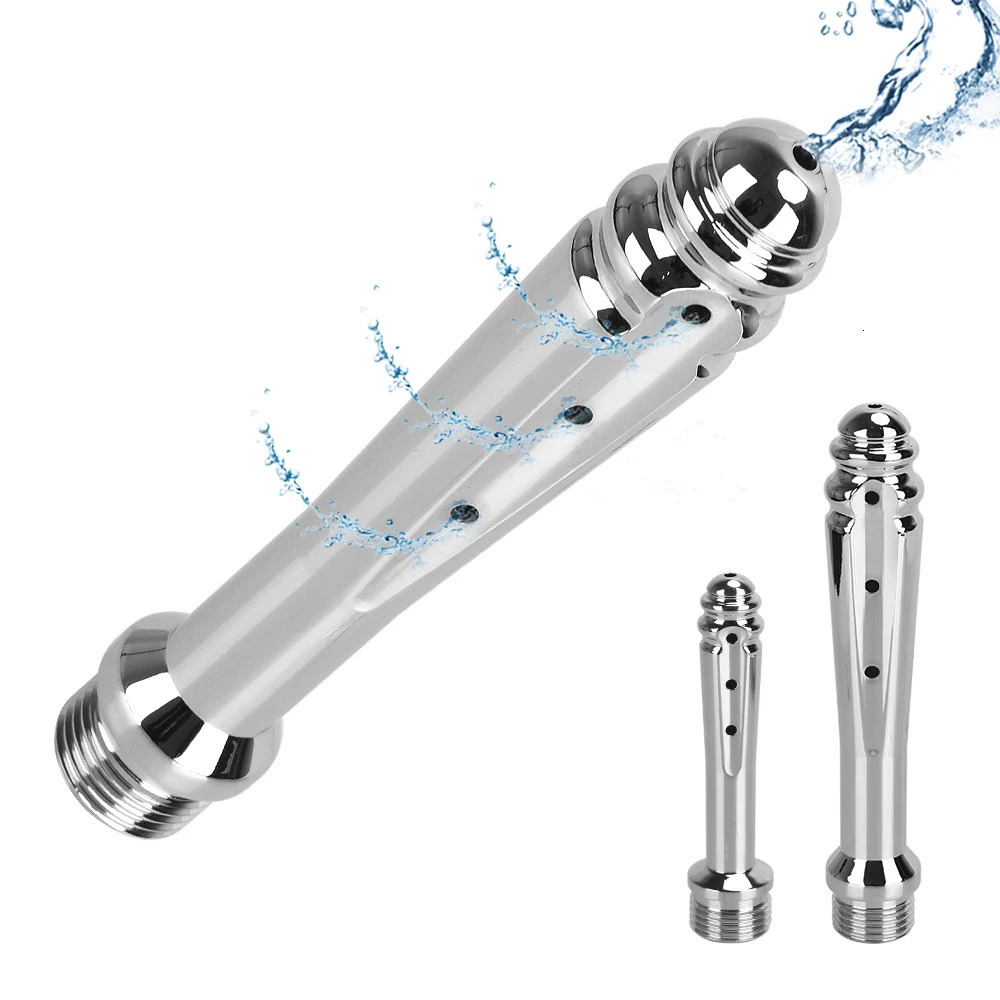 7 Holes Metal Anal Washer Nozzles Butt Plug for Women Vaginal Shower Men Anus Cleaner Enema Douche Sex Toys Couple Games 240325