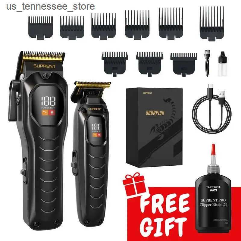 Hair Clippers SUPRENT PRO The Black Scorpion- Professional Hair Clipper for Men-Rechargeable Heavy-Duty Motor Hair Cutting Kits with Display J241119