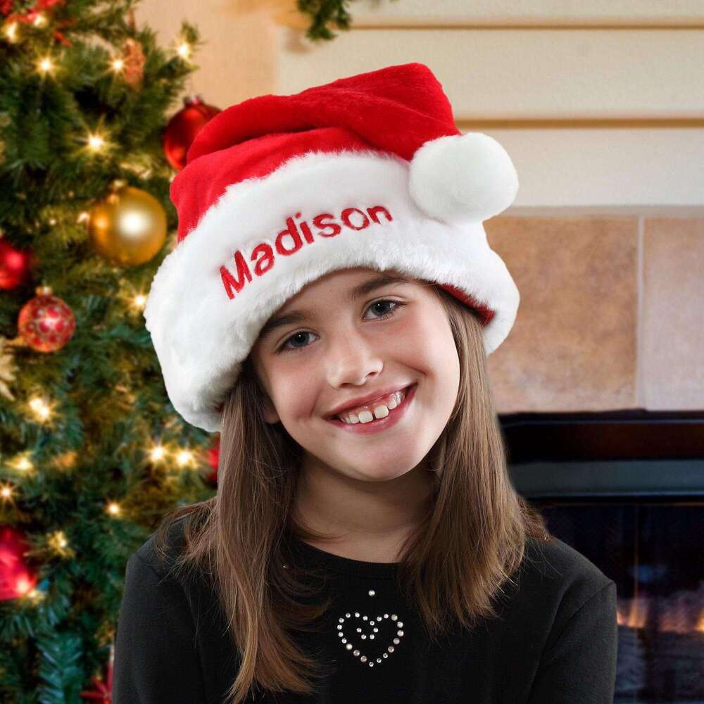 Personalized Embroidery Santa Hats with Names, Custom Knitted Hat for Kids and Adults, Unique Christmas Decor