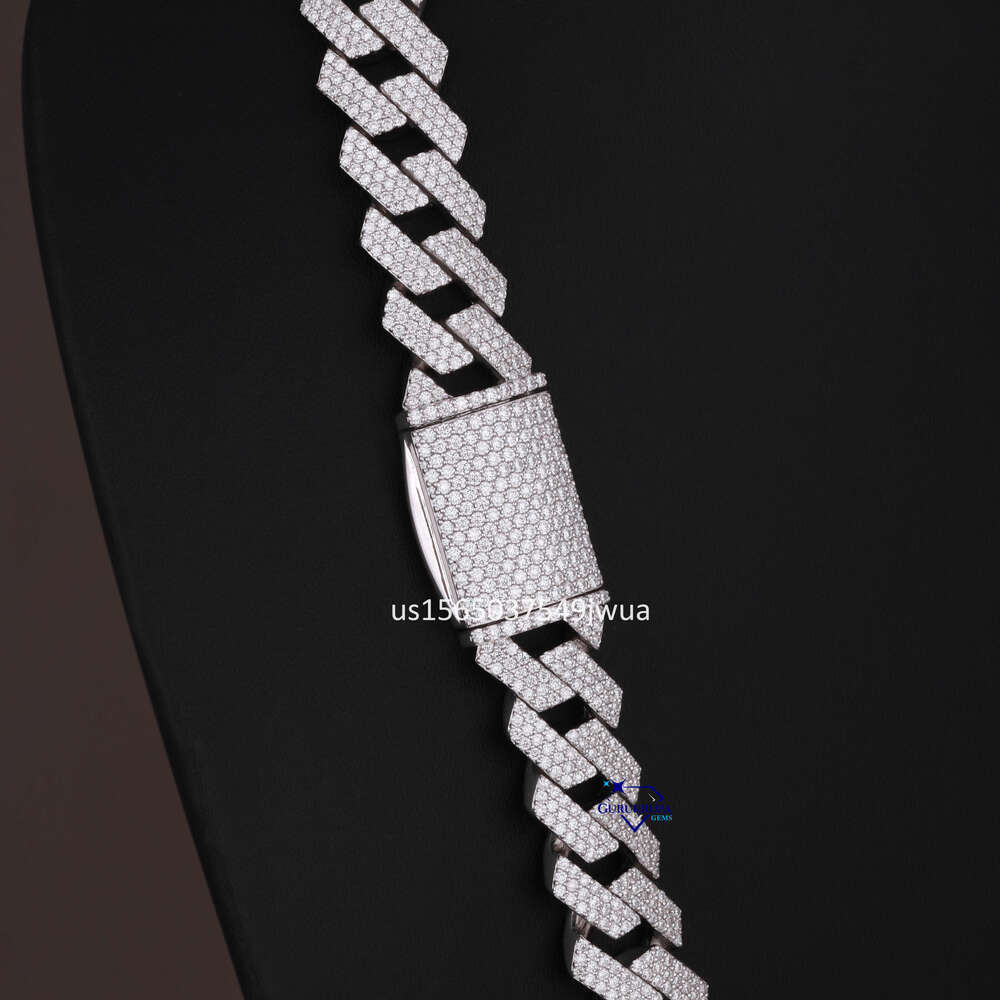 Rappers Hip Hop Jewelry Fashion 20Mm K Chain 14K White Gold Moissanite Dia Iced Out Cuban Necklace For Men