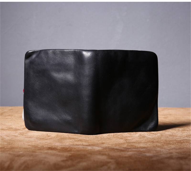Simple Genuine Leather Men's Black Short Wallet Casual Natural Soft Real Cowhide Daily Card Holder Coin Purse Business Style BagVoyage