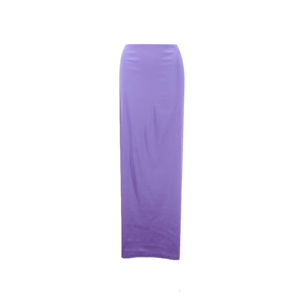 2024Celebrity Autumn High End Solid Color Slim Fit Long Irregular Draping Flesh Covering Skirt F41924