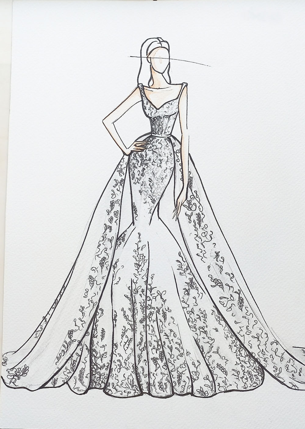 Attackable Beading Pearls Embroidery Lace Square Collar Mermaid Wedding Dress With spaghetti straps Sleeveless 2 In 1 Trumpet Bridal Gowns 2024