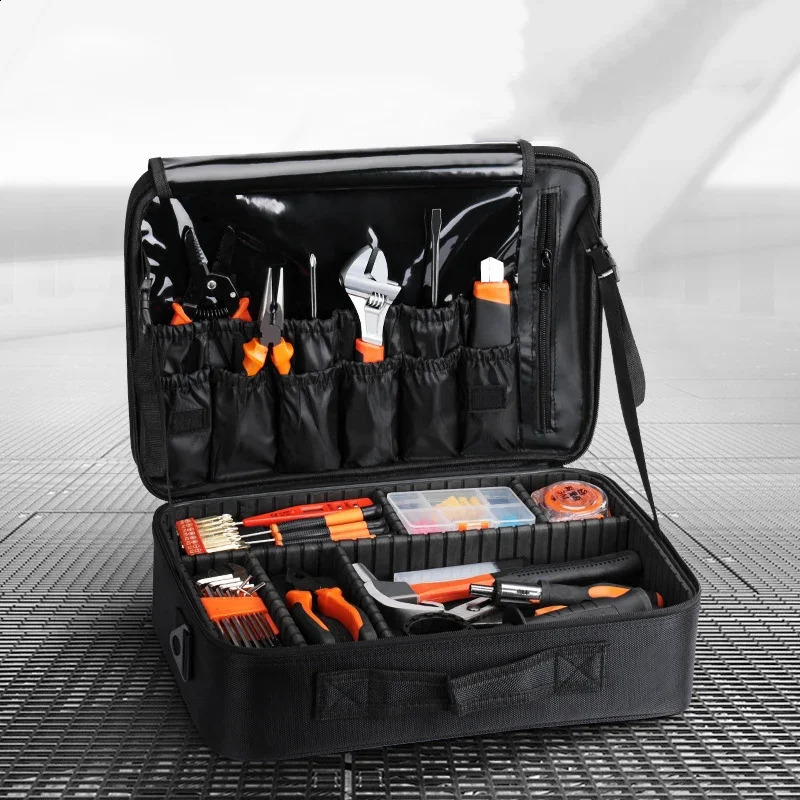 Large portable 3-level tool bag manual tools Oxford repair tool bag storage travel bag work bag Bolsa De Ferramatas makeup organizer 241118