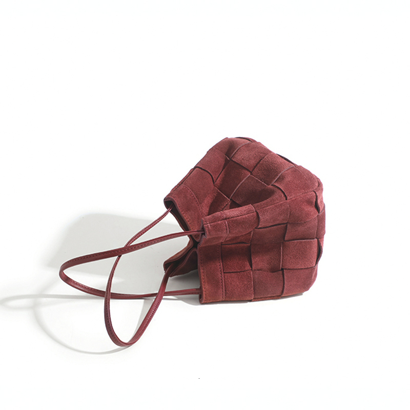 Handmade Genuine Suede Woven Top Handle Basket Purse Designer Chic Women Cell Phone Bag Elegant Crossbody Shopper Handbag BagVoyage