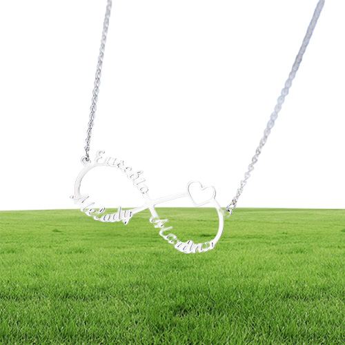 Silver Personalized Custom Name Infinity Necklace Men Women Kids Child Friendship Christmas Family Jewelry Friend Gift
