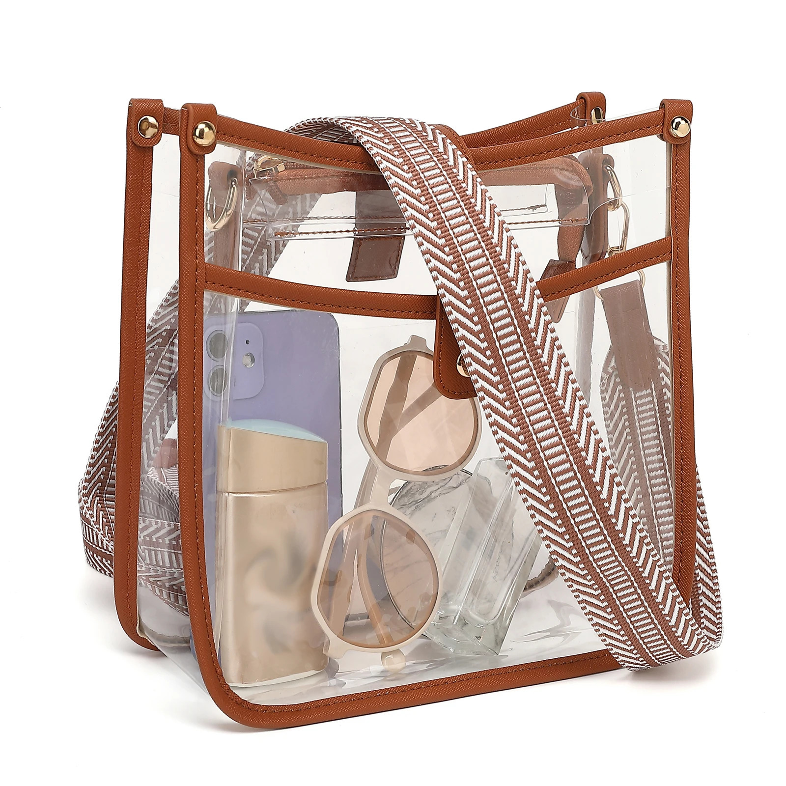 Clear Crossbody Bag Stadium Certification Womens Transparent with Guitar Strap Satchel Messenger 240415