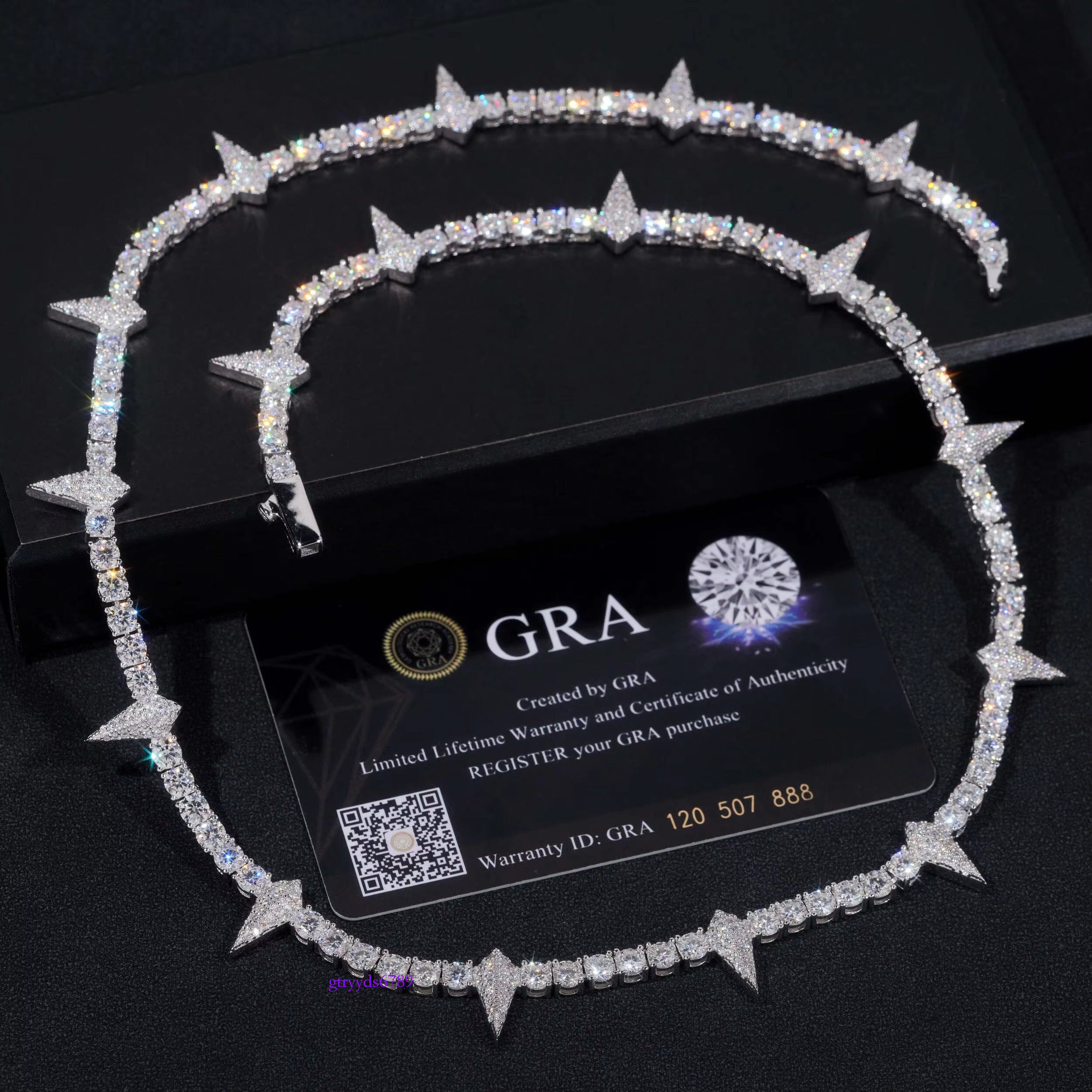 Pass tester iced out sterg sier vvs moissanite hip hop lab dia jewelry tennis bracelet chain