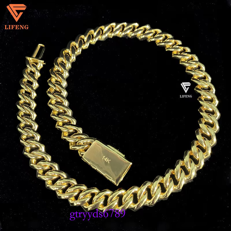 Custom Sterg Sier Iced Moissanite Cuban k Chain New Style 16mm Baguette Cut VVS Dia HipHop Necklace Yellow Gold