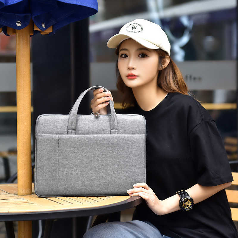 New minimalist solid color laptop bag for college students, casual and fashionable briefcase for men and women