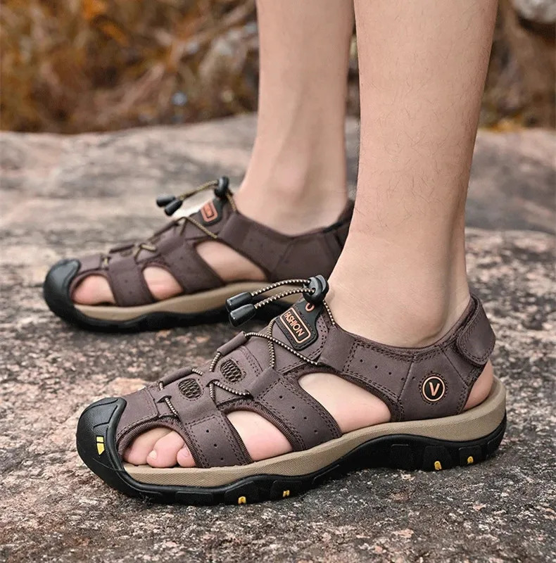 MIXIDELAI Genuine Leather Men Shoes Summer Large Size Mens Sandals Fashion Slippers Big 3847 241118