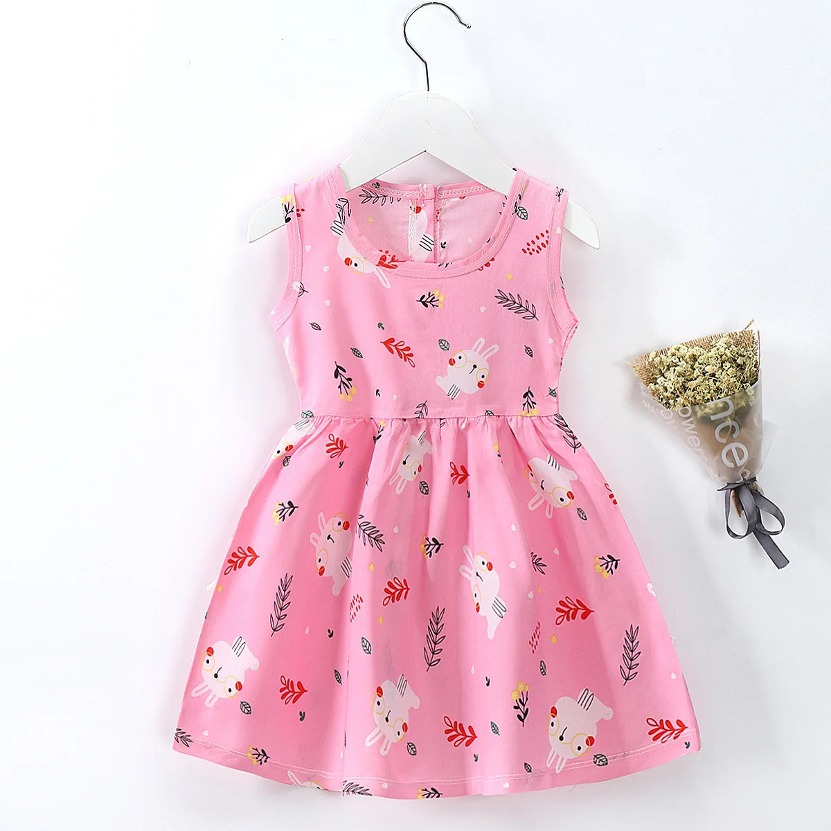 Girl Dress Cotton Summer Kids Clothes Girls Children Flower Dresses Sleeveless Princess Party Outfit Childrens Clothing 240416