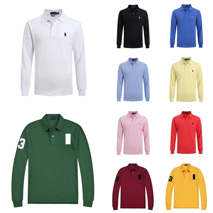 Mens Polo Shirt Designer Polo T Shirt Cotton Horse Embroidery Casual Slim Fit Streetwear Tee Fashion Long Sleeve Polo Shirt for Womens Casual Autumn 2XL Plus Size