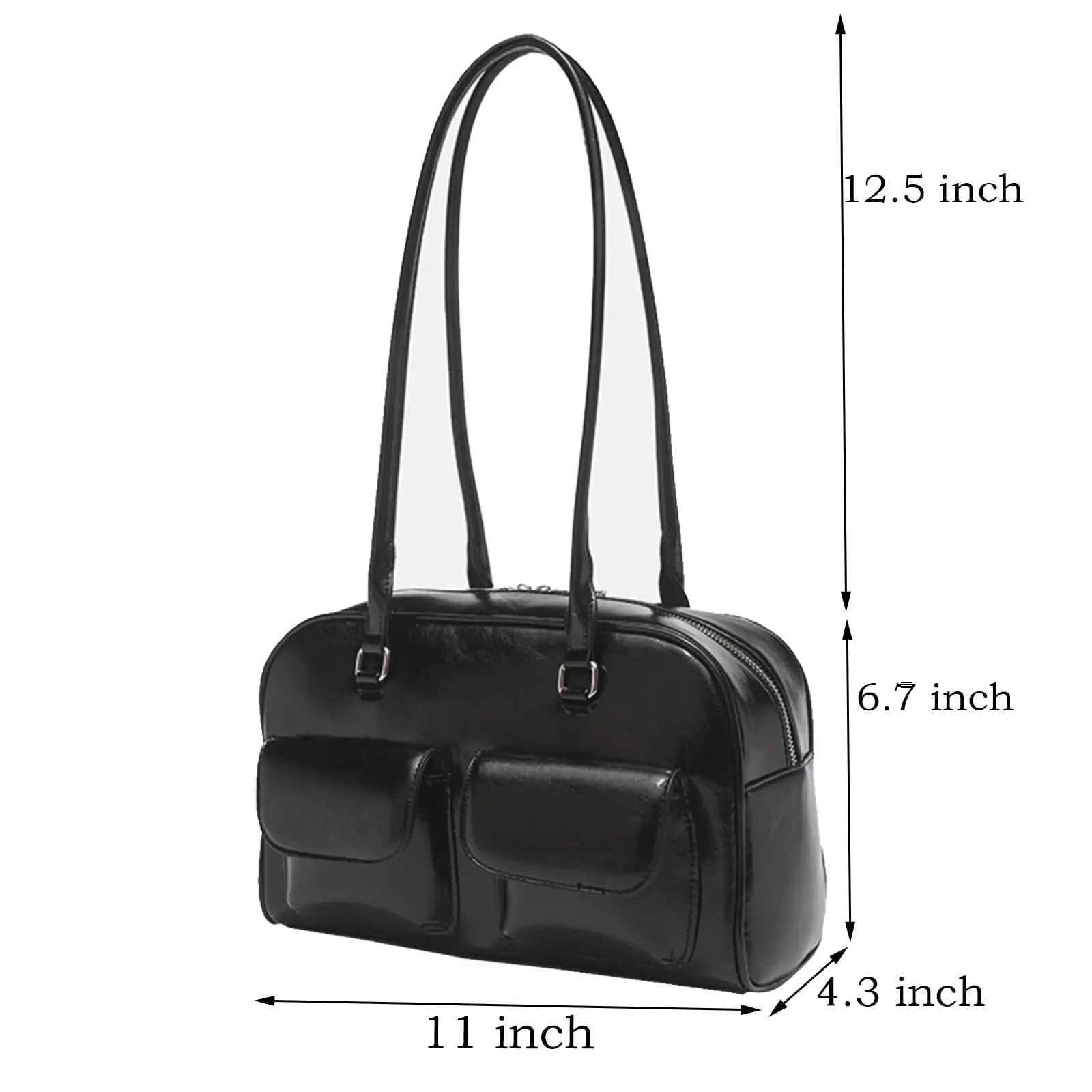 Fashionable womens shoulder bag crossbody bag handbag multi pocket bowling bag Boston bag Y250603