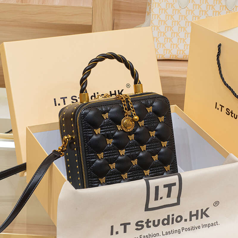 Women's handbag 2025 new brand handbag, leather bucket bag, high-end designer, one shoulder crossbody box, small square bag