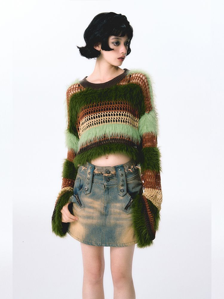 Haruku New Patchwork Oversized Autumn Winter Jumper Short Sweater Women Kawaii Fashion Hollow Pullover Sueter Mujer