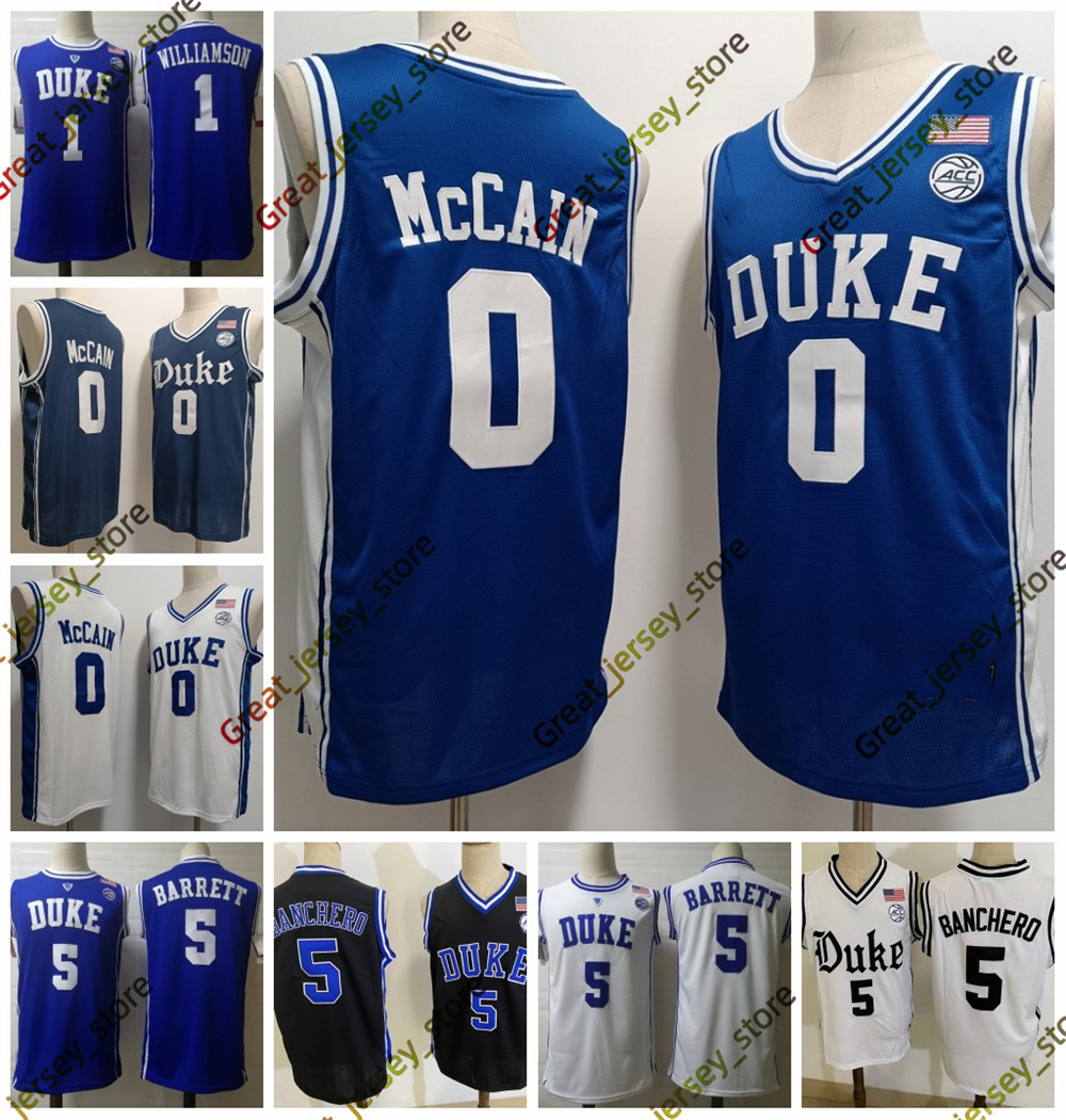 NCAA Duke Blue Devils College Basketball Jerseys 0 Jared McCain 5 Paolo Banchero 1 WILLIAMSON 2024 MEN Women