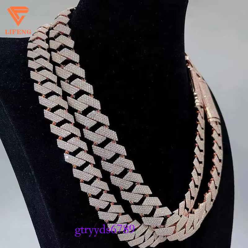 New Fashion 20mm Ice out Moissanite Dia Cuban k Chain Gold Plated Hip-Hop Necklace for Men and Women