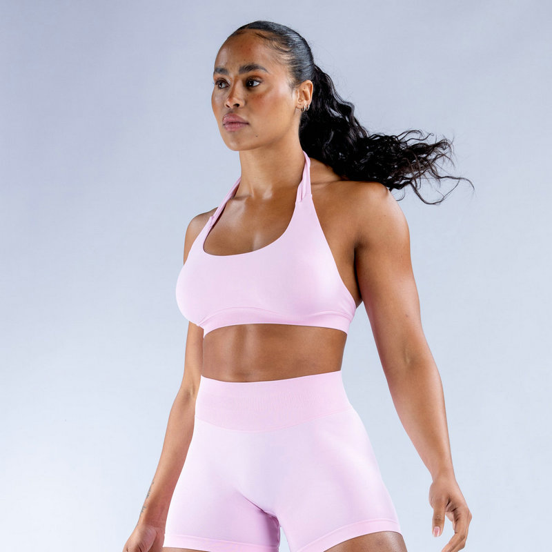 Impact Sport Set 2 Pieces Seamless Yoga Set Halter Bra Top High Waist Workout Scrunch Shorts Summer Fitness Clothes Gym Suit Outfit Active Wear