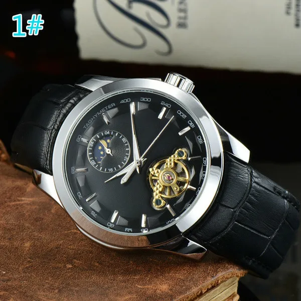 2024 high quality luxury mens watches Four-needle working series Large flywheel Automatic mechanical watch Fashion Top luxury Brand Wristwatches Leather belt